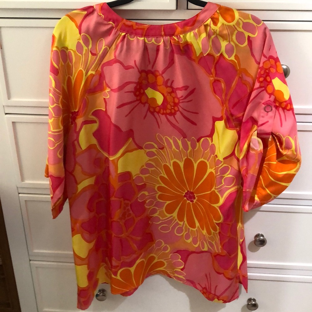 Britt Ryan XL 100% silk happy colorful tunic - Picture 5 of 5